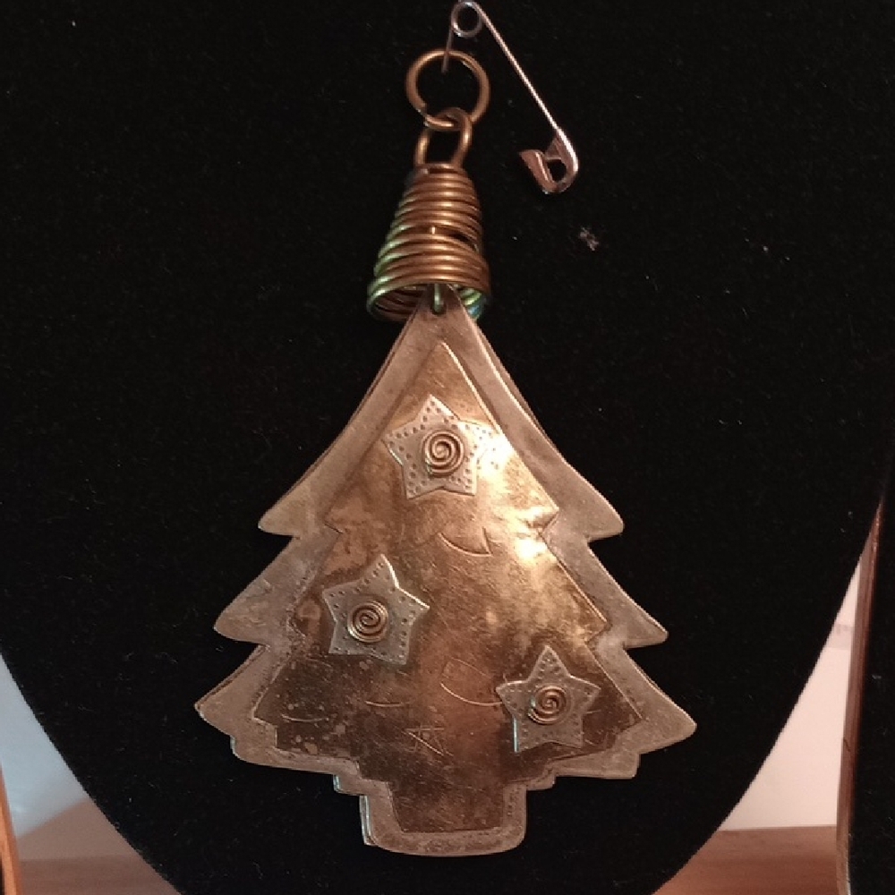 Gold Christmas Tree Pendant And Matching Star Earrings